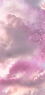 Dreamy pink and white cloud wallpaper with celestial vibes.