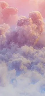 Dreamy pink clouds wallpaper with soft pastel hues for mobile.