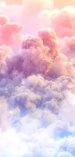 Soft pink and orange clouds create a dreamy mobile wallpaper.