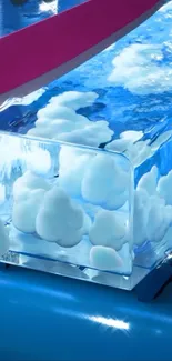 Dreamy sky with fluffy clouds in vibrant colors.