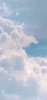 Dreamy sky with clouds and stars mobile wallpaper.