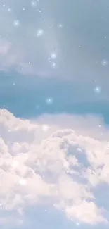 Dreamy sky with clouds and sparkles wallpaper.