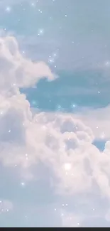 Dreamy sky wallpaper with clouds and stars, perfect for mobile background.