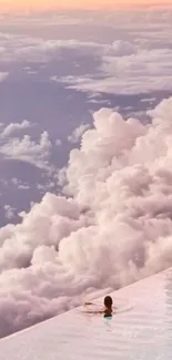 Calming infinity pool meets serene pink cloud sky.