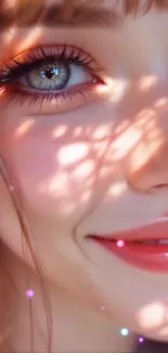 Close-up of a smiling face with soft light.