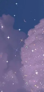 Dreamy wallpaper with stars and pastel clouds, perfect for phone backgrounds.