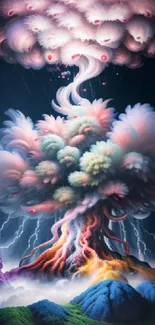 Surreal fantasy cloud explosion in vibrant colors.