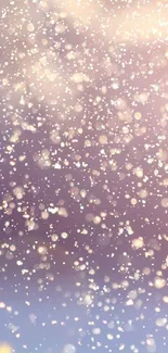 Dreamy winter snowfall mobile wallpaper with purple and blue hues.