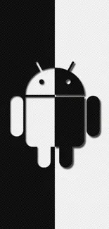 Black and white Android logo mobile wallpaper.