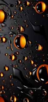 Abstract wallpaper with orange and black droplets.