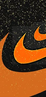 Abstract orange design with dynamic curves on black background.