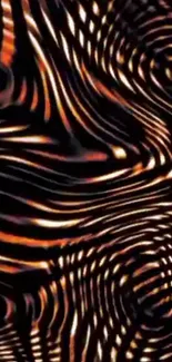 Flowing abstract copper and black pattern wallpaper.