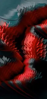 Dynamic abstract red and black wallpaper design