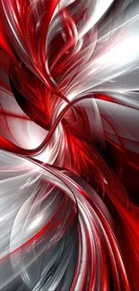 Abstract red and white dynamic design wallpaper.