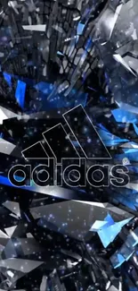 Adidas wallpaper with blue and silver abstract shards