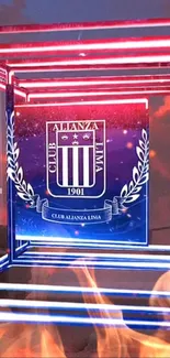 Alianza Lima logo with neon and flames design.