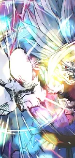 Anime character unleashing powerful energy in dynamic wallpaper.