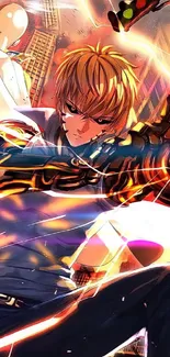 Dynamic anime action scene with vibrant colors and energy.