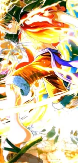 Anime character in dynamic action scene with vibrant colors.