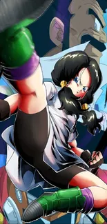 Anime character in dynamic action pose with vibrant colors and energy.