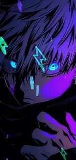 Anime character with neon purple lighting