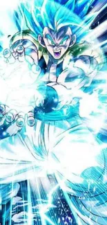 Anime character with electric blue energy burst.