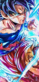 Vibrant anime battle scene with dynamic energy and vivid colors.