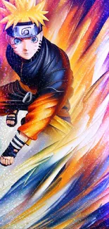 Vibrant anime character with energetic motion and colorful background.