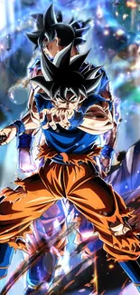 Dynamic anime characters in colorful action scene.