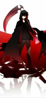 Anime wallpaper with a red-scythed character.