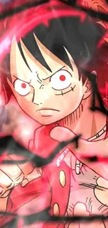 Anime character with intense red energy aura.