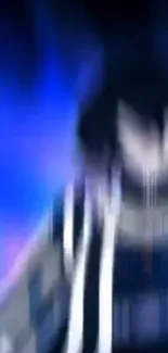 Blurred anime character with blue background.