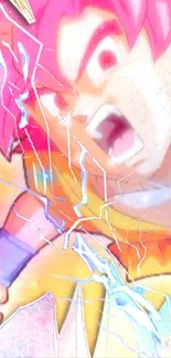 Anime character with pink hair and bursting energy.