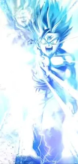 Anime character with powerful blue energy burst