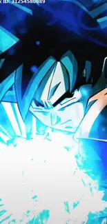 Anime character with a powerful blue energy burst.