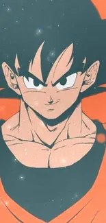 Anime hero with bold orange background.