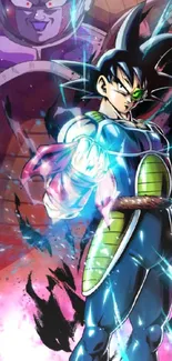 Anime hero in vibrant colors with energy aura.