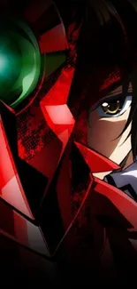 Intense red and green anime mobile wallpaper featuring character design.