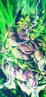 Vivid anime character with green lightning aura.