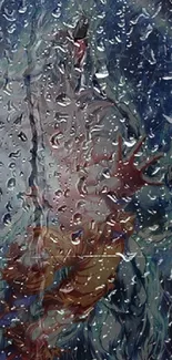 Anime character in rain with dynamic colors and design.