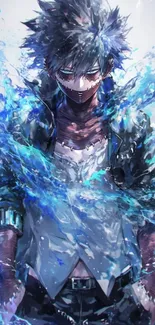 Anime character surrounded by vibrant water effects.