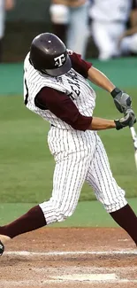 Baseball player swinging bat on field, vibrant sports action scene.