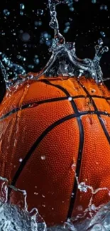 Basketball splashing into water with dynamic motion.