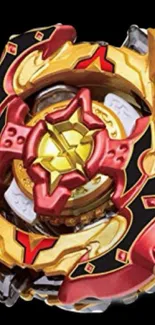 Vibrant Beyblade with gold and red accents.