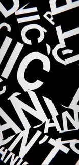 Black and white typography wallpaper with dynamic design.