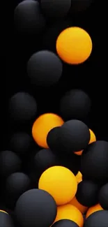 Abstract wallpaper with black and yellow spheres.