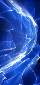 Dynamic blue abstract waves with fluid light patterns.