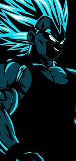 Anime character with blue highlights on black background.