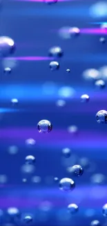 Floating bubbles on a vivid blue background wallpaper.