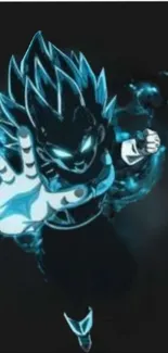 Dynamic blue-themed animated character with energy aura wallpaper.